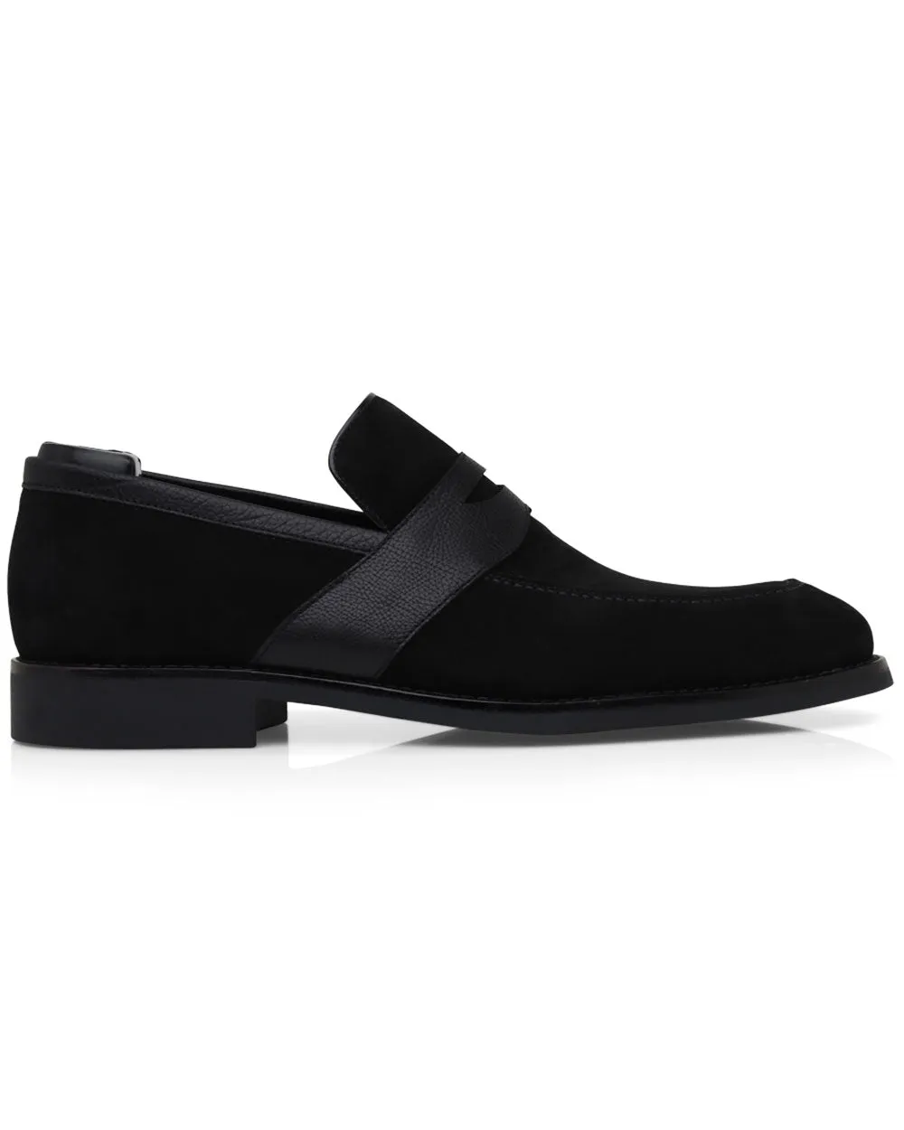 Suede Penny Loafer in Black