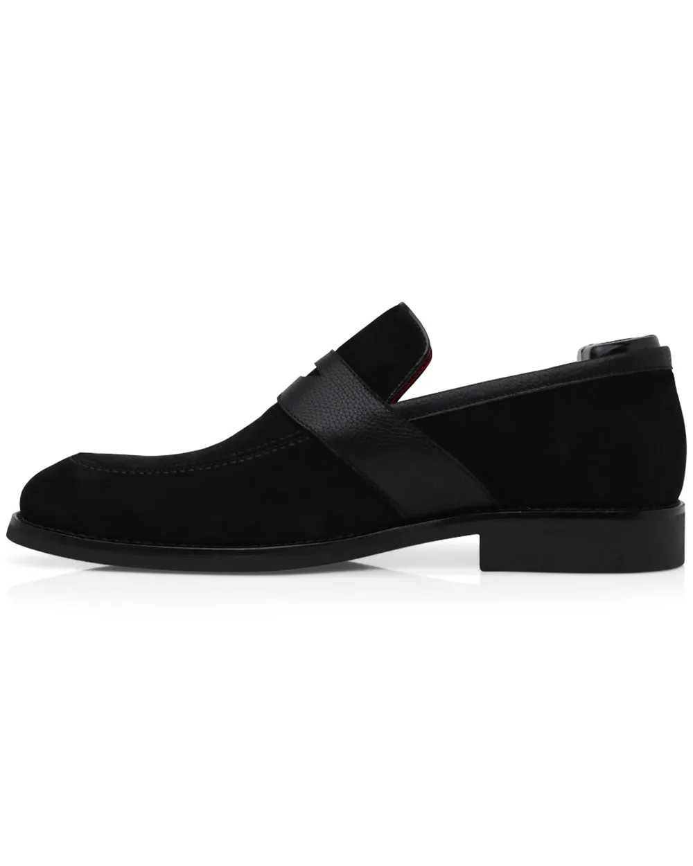 Suede Penny Loafer in Black