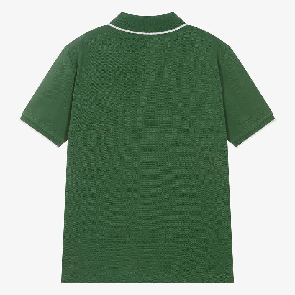 Teen Boys Green Cotton Polo Shirt