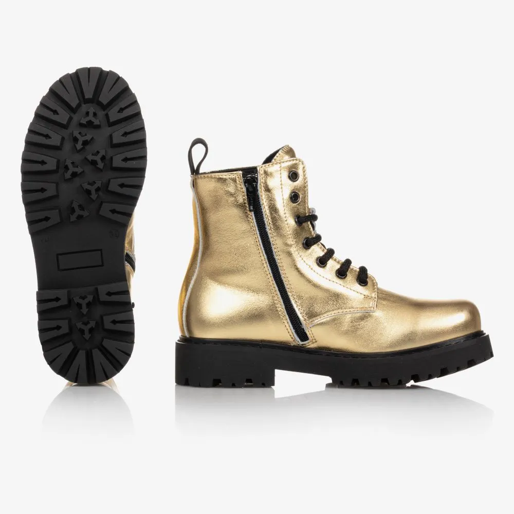 Teen Gold Logo Boots