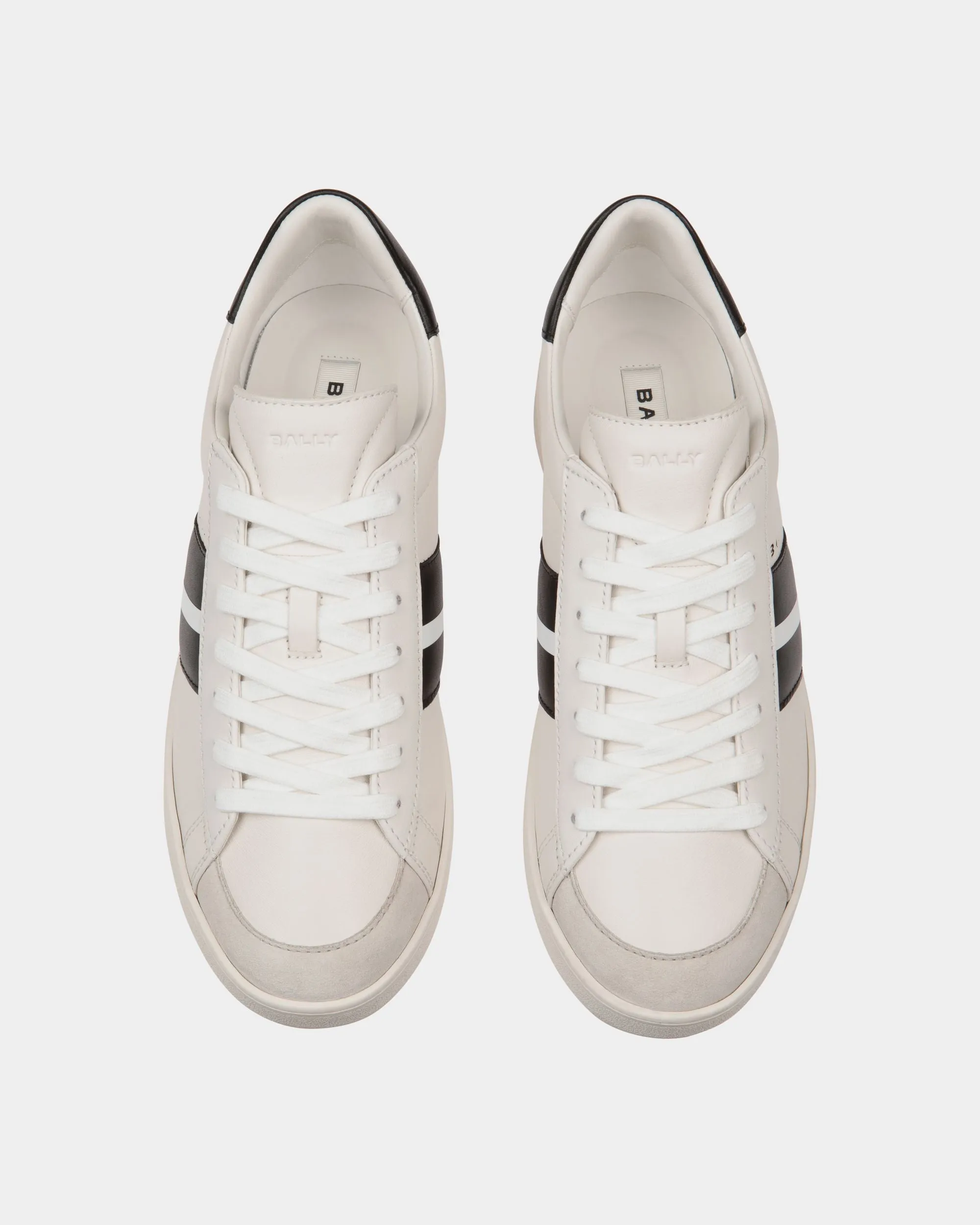 Tennis Sneaker In White And Black Leather 