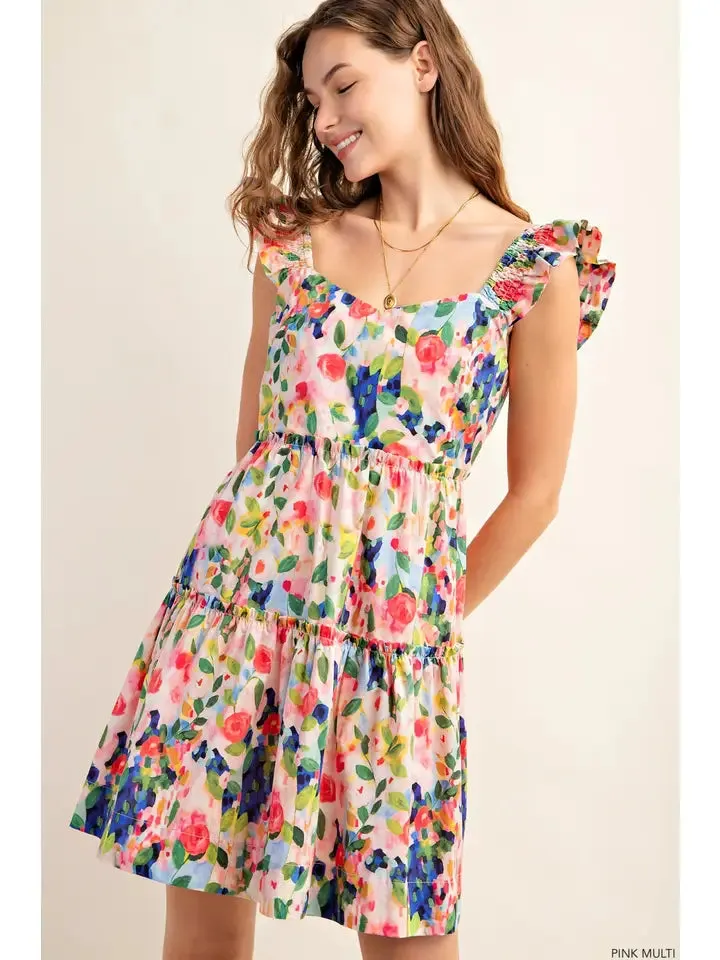 Tessa Square Neck Floral Mini Dress