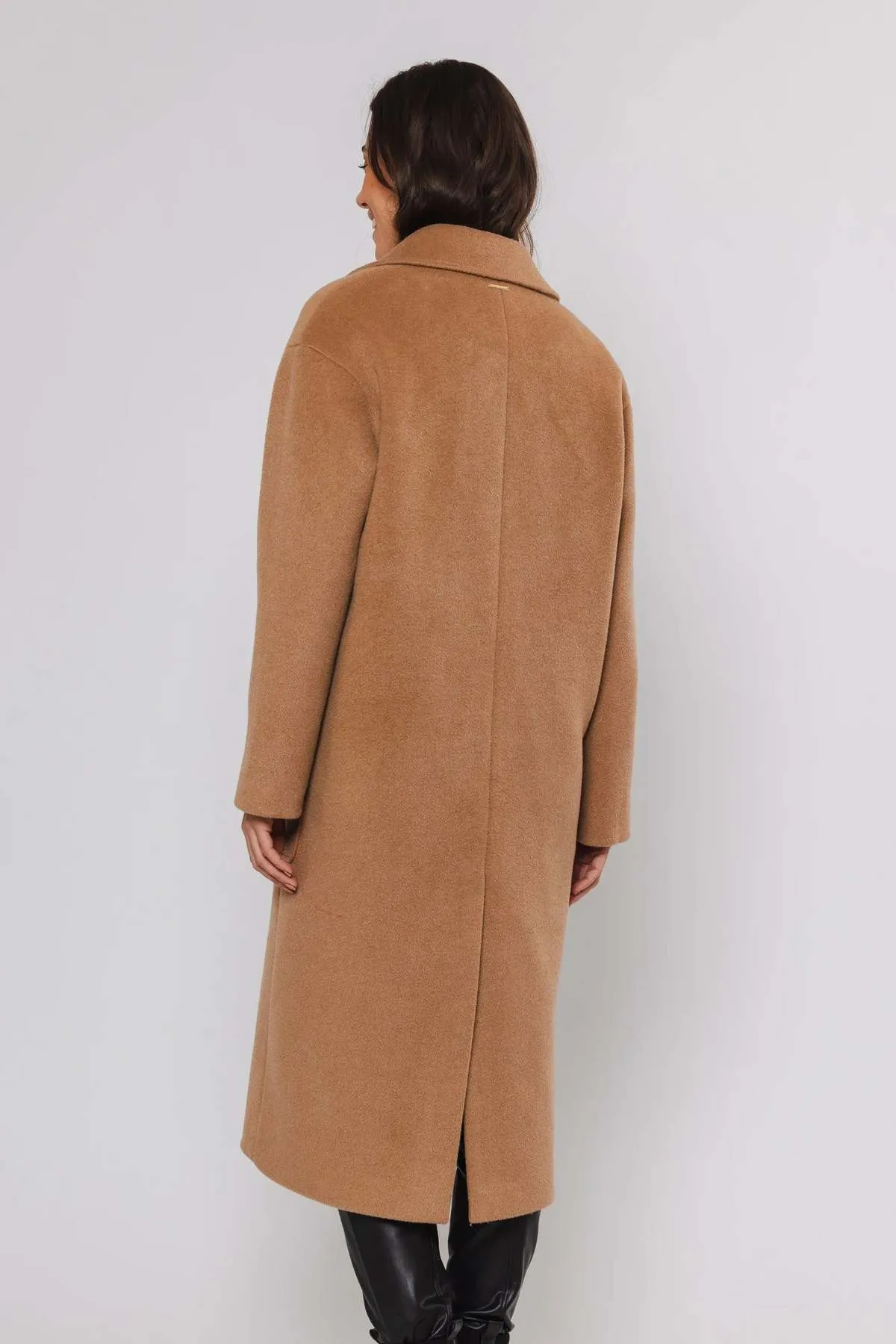 Teuni Long Double Breasted Coat - Twig