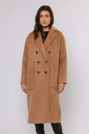 Teuni Long Double Breasted Coat - Twig