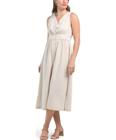 Tj Maxx Linen Blend Sleeveless Midi Dress For Women