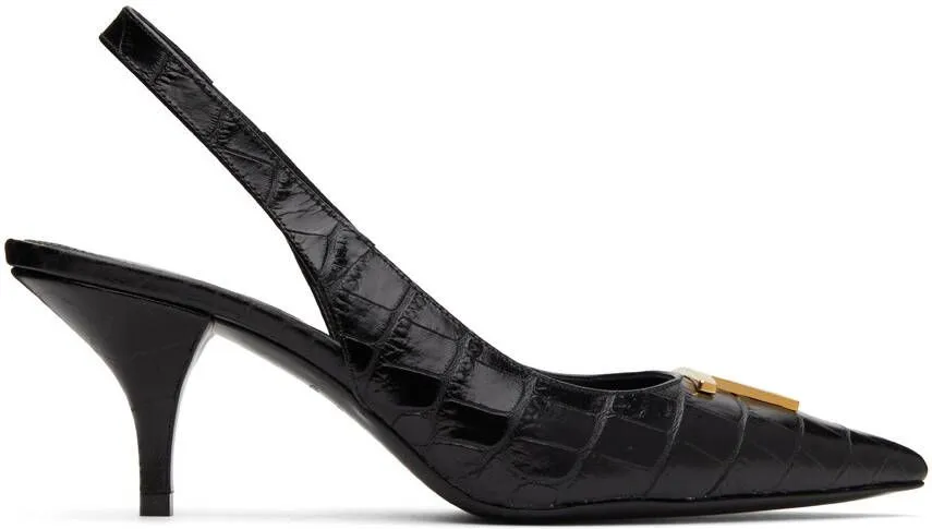 TOM FORD Black Croc Slingback Heels