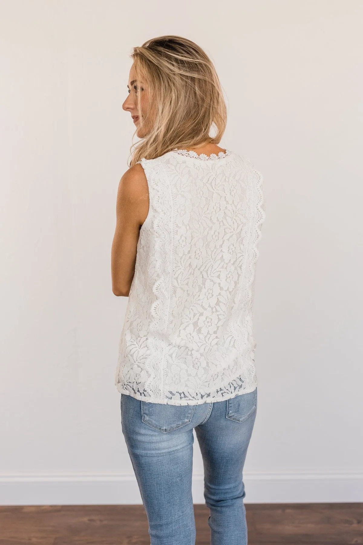 Took Me By Surprise Sleeveless Lace Blouse- Ivory