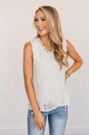 Took Me By Surprise Sleeveless Lace Blouse- Ivory