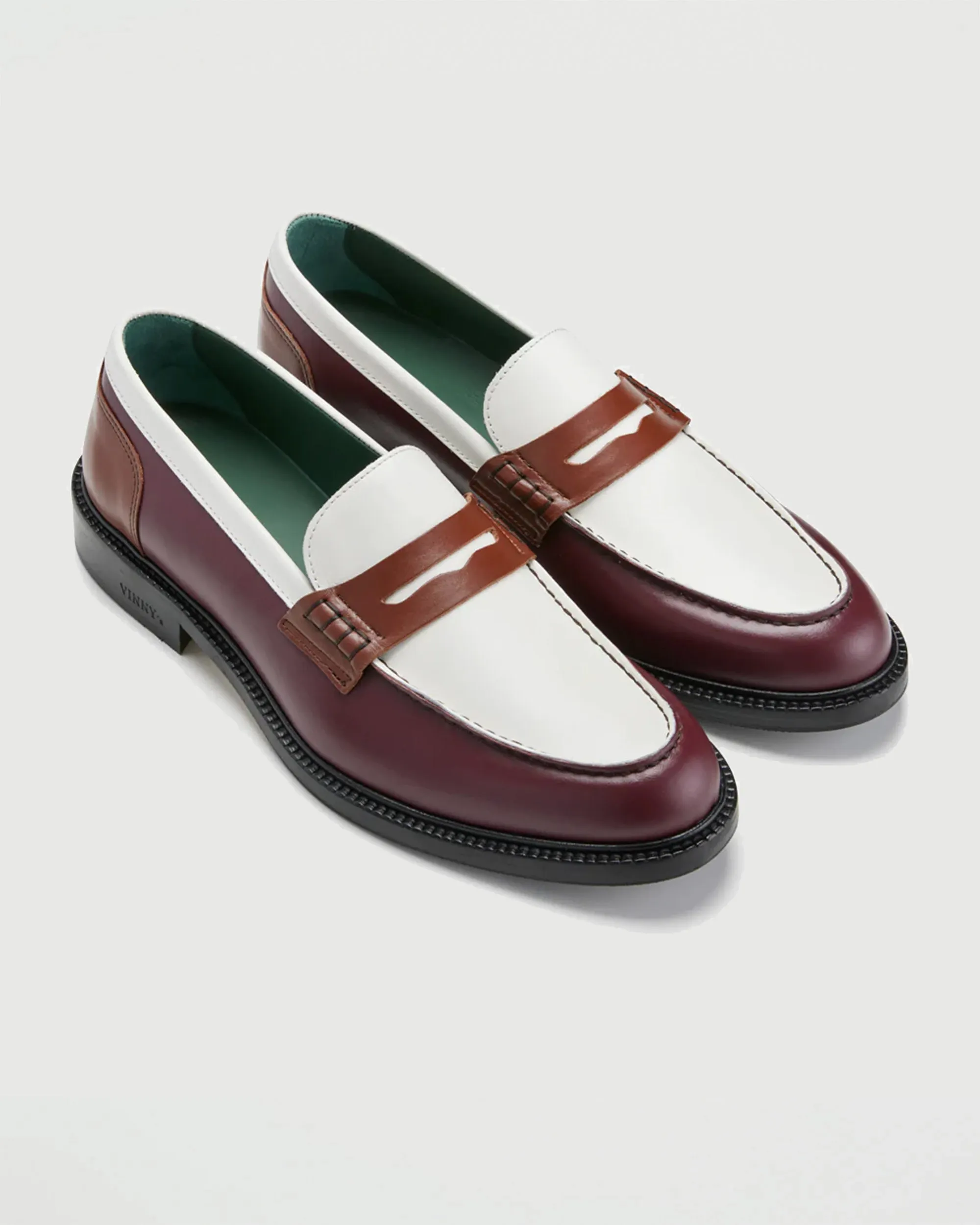 Townee Penny Loafer Burgundy/Brown/Off White