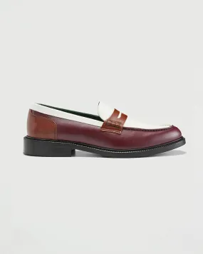 Townee Penny Loafer Burgundy/Brown/Off White