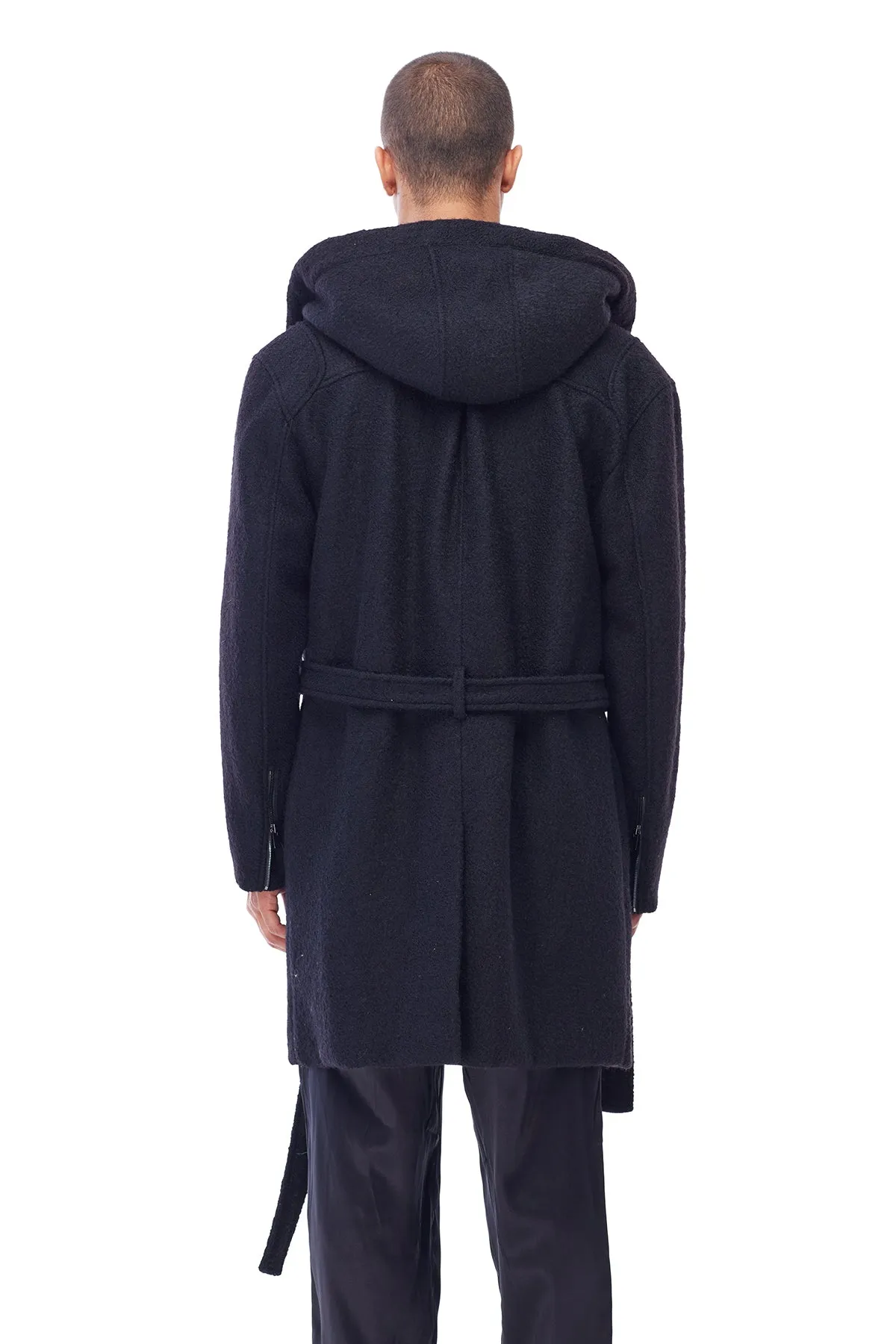 TRENCH COAT WITH HOOD IN BLACK