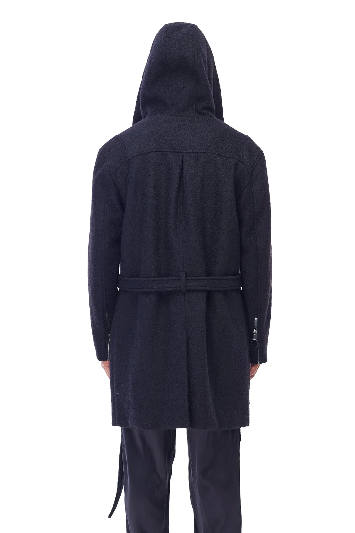 TRENCH COAT WITH HOOD IN BLACK