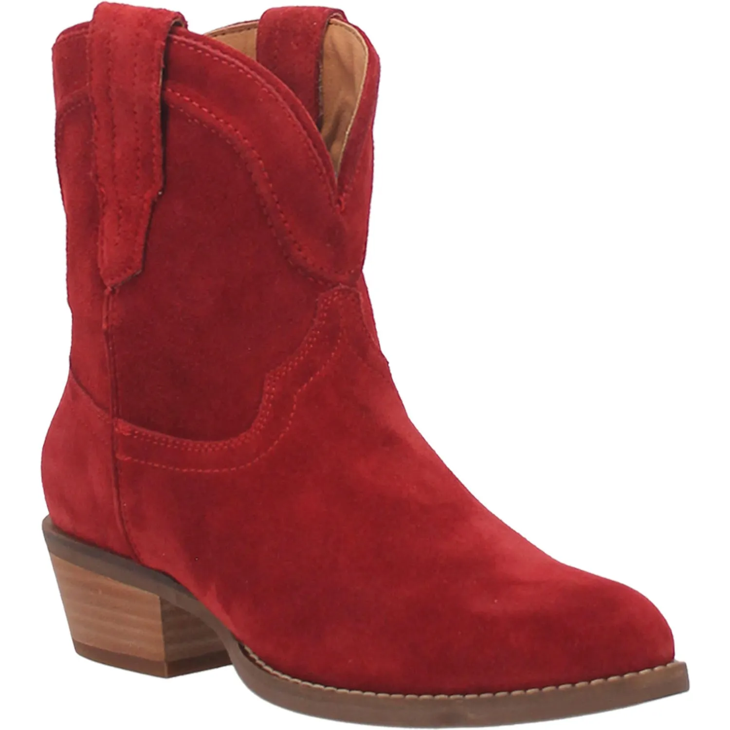 Tumbleweed Candy Apple Red Suede V Cut Front Ankle Booties (DS)