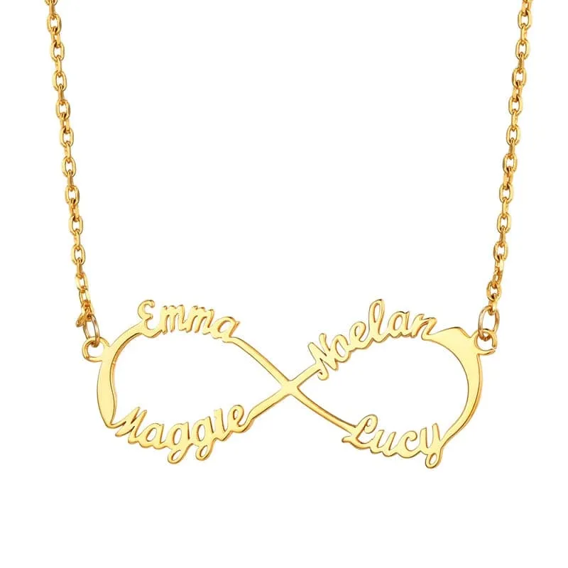 U7 Jewelry Personalized Infinity Custom Name Necklace with 4 Names