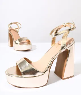 Vegas Gold Leatherette Platform Heels