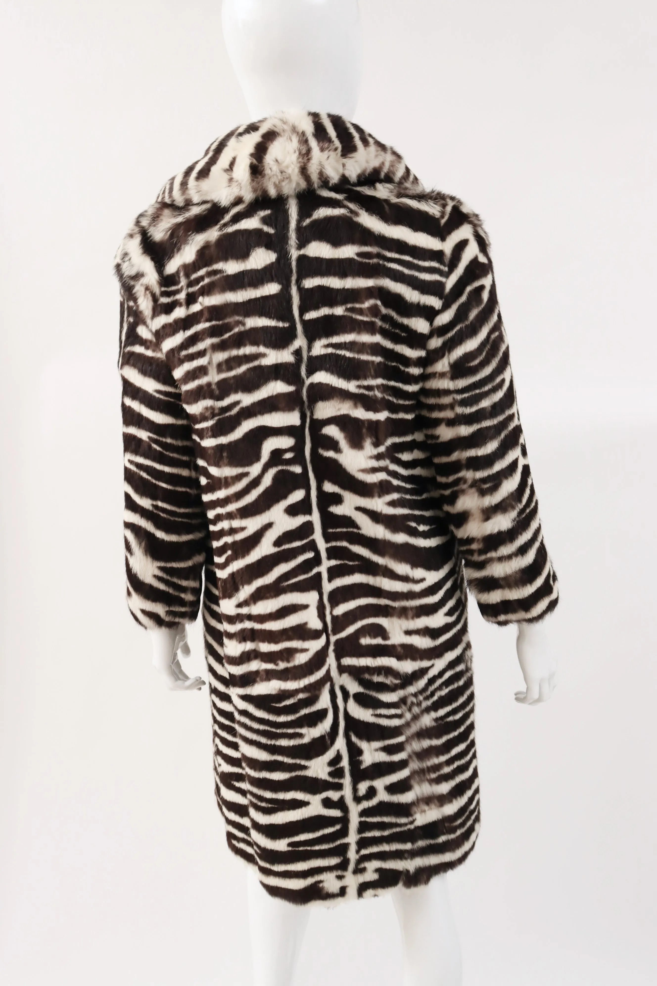 Vintage 60's Zebra Print Rabbit Fur Coat