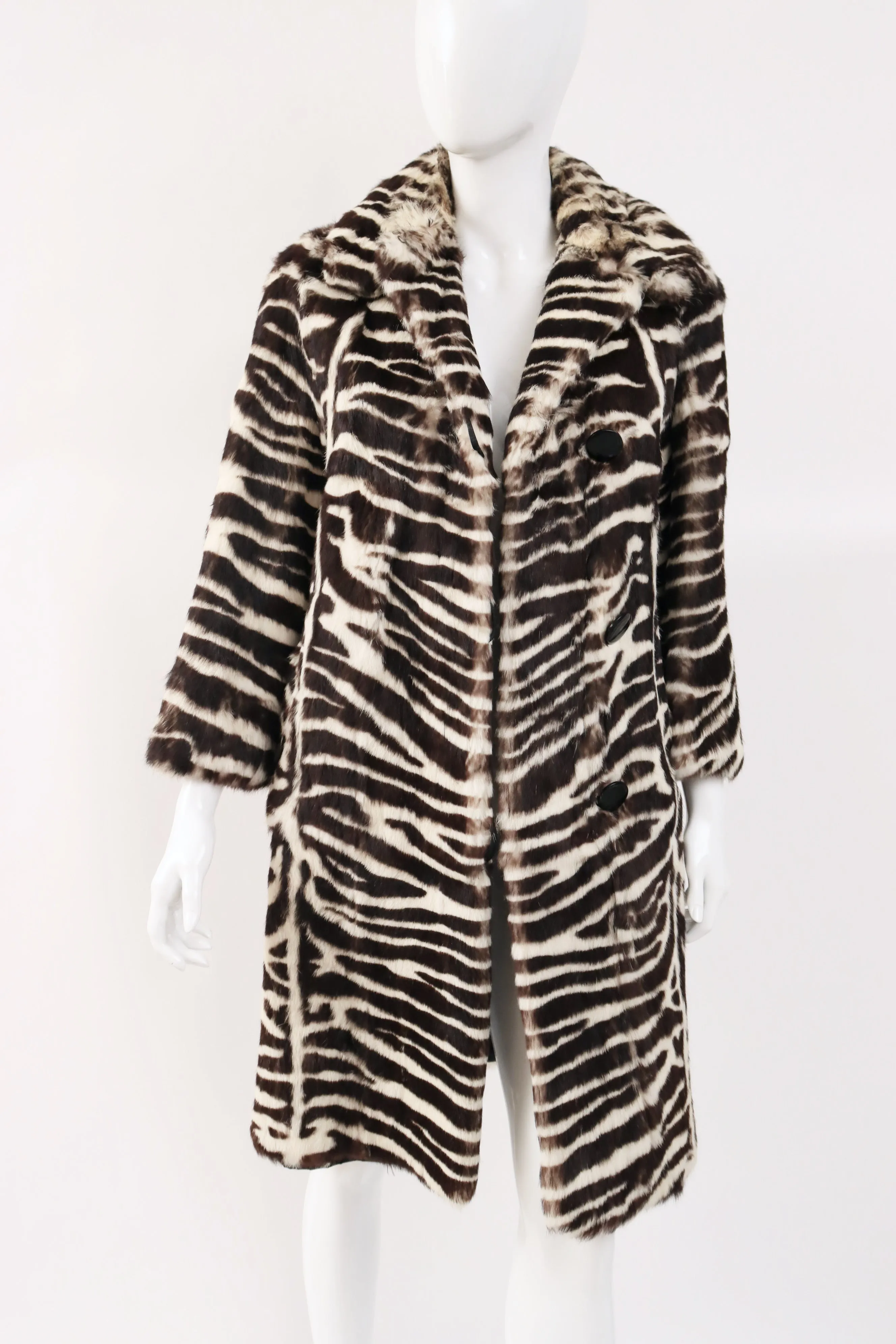 Vintage 60's Zebra Print Rabbit Fur Coat