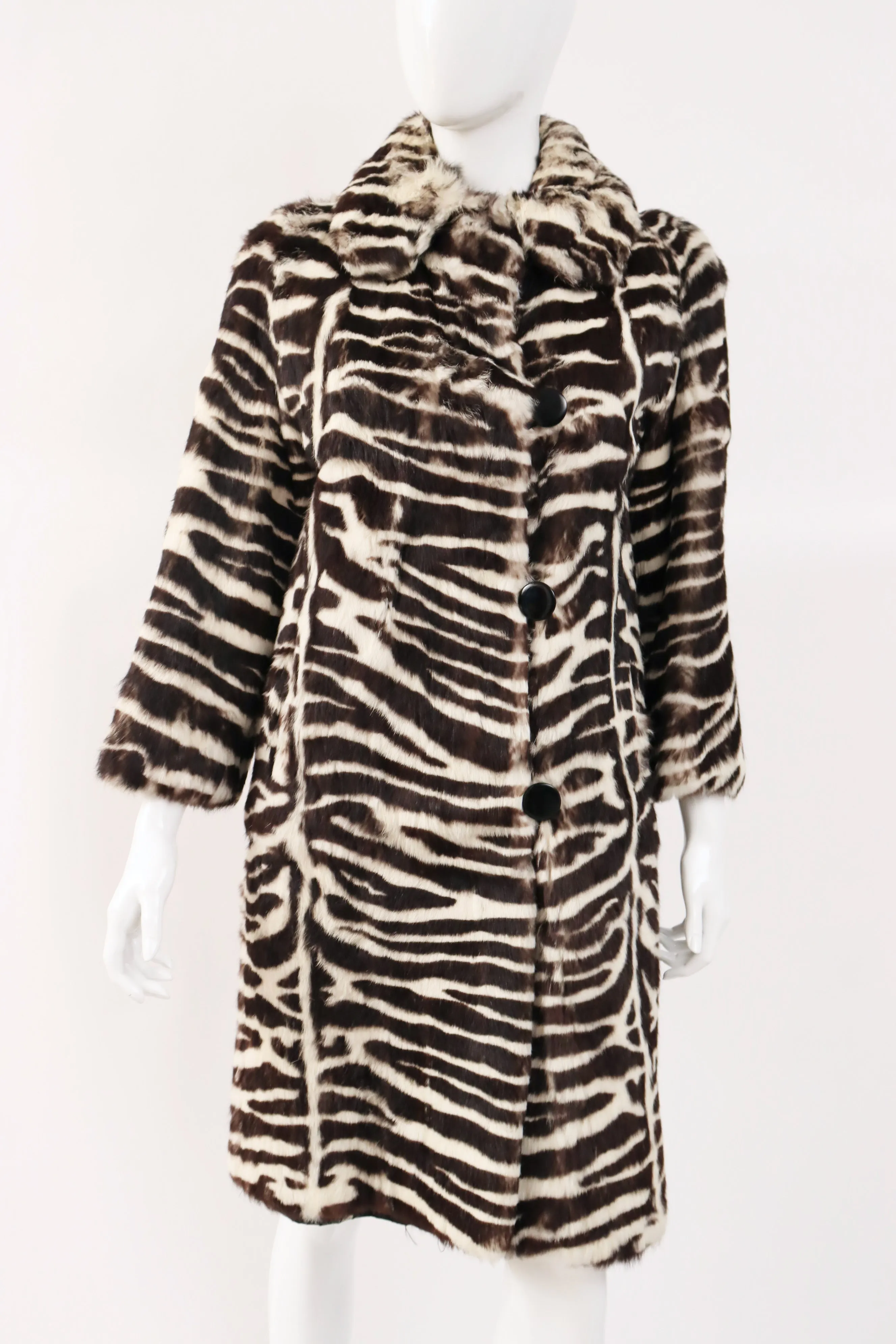 Vintage 60's Zebra Print Rabbit Fur Coat