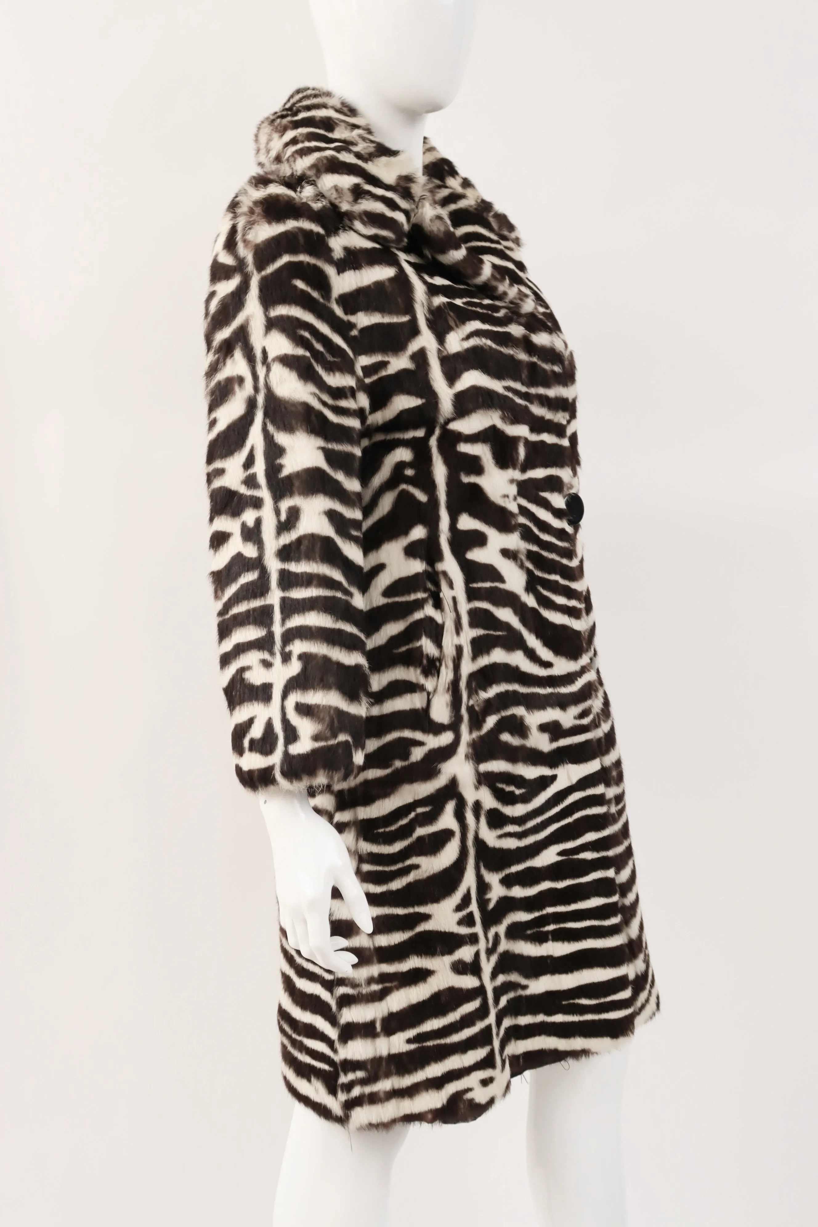 Vintage 60's Zebra Print Rabbit Fur Coat