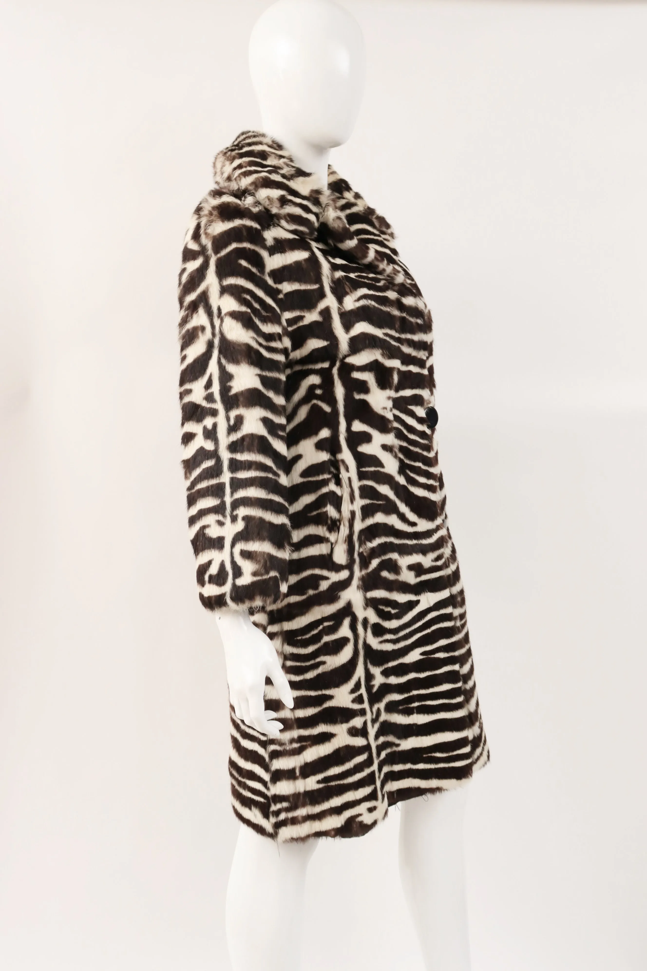 Vintage 60's Zebra Print Rabbit Fur Coat