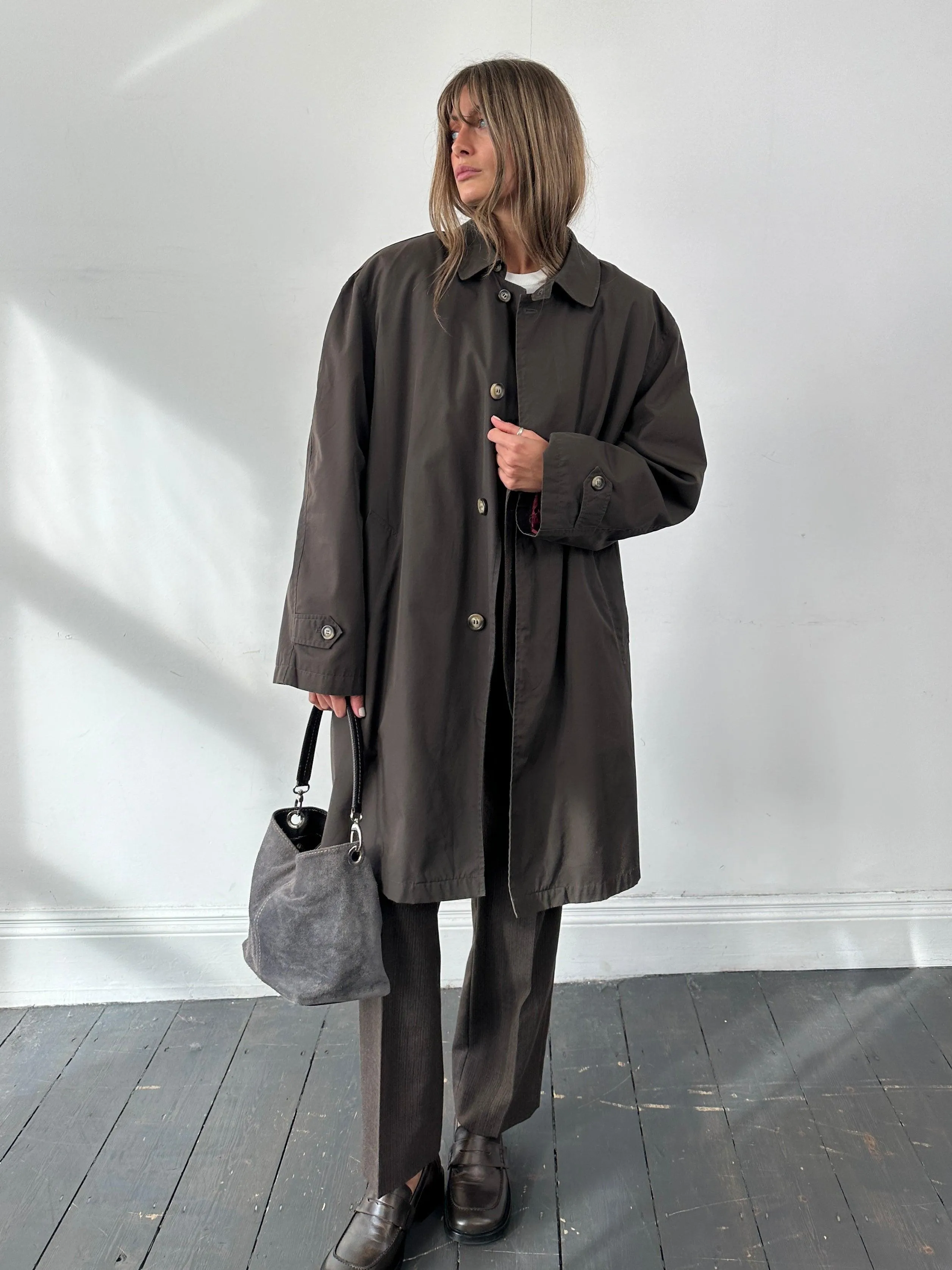 Vintage Concealed Placket Trench Coat - XXL