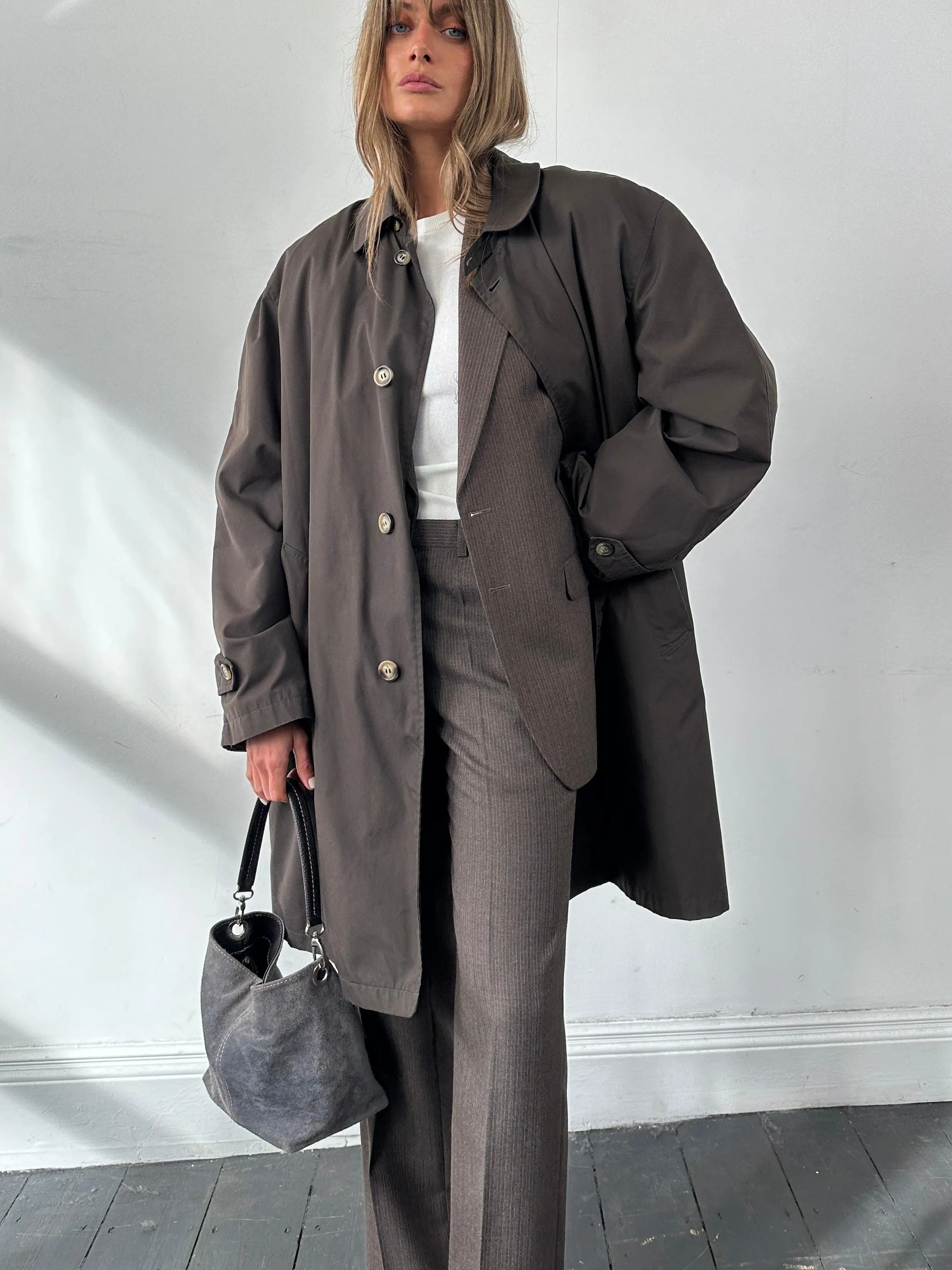 Vintage Concealed Placket Trench Coat - XXL