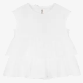 White Frill Seersucker Blouse