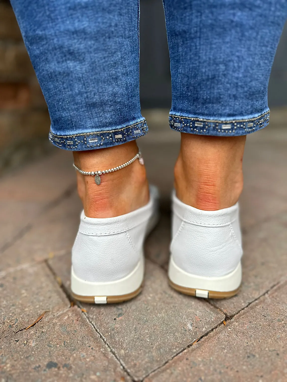 White Leather Buckle Loafer