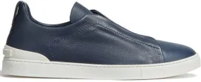 Zegna SECONDSKIN Triple Stitch leather sneakers Blue