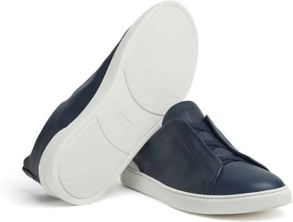 Zegna SECONDSKIN Triple Stitch leather sneakers Blue